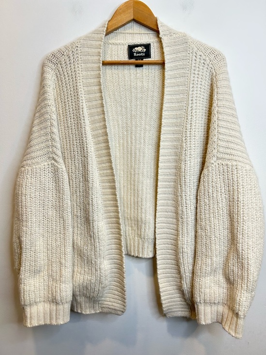 Roots Sweaters - Roots Chunky Knit Open-Front Cardigan Wool Blend Cream